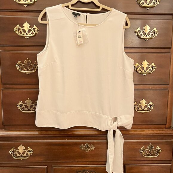 Talbots Sleeveless White Blouse with Side Tie - Size 14, NWT - Picture 3 of 10